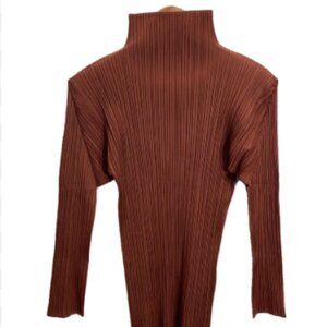 Vintage Issey Miyake Pleats Please Brown Red Long Sleeve Blouse - Like New O/S